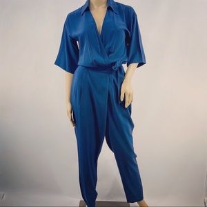 Diane VonFurstenberg Blue Silk Wrap Romper